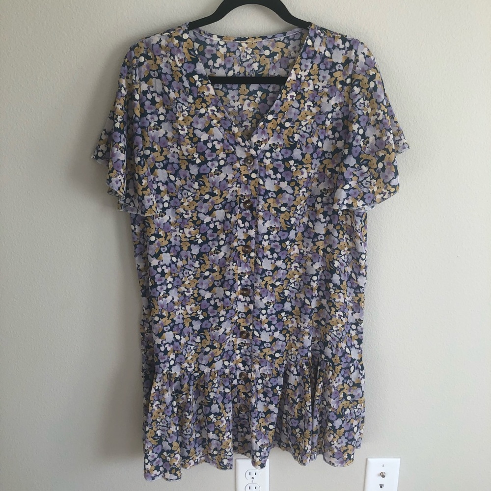 Flowy purple floral dress